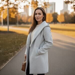 Zara Gray Knit Open Front Coat - Size Medium - Minimalist